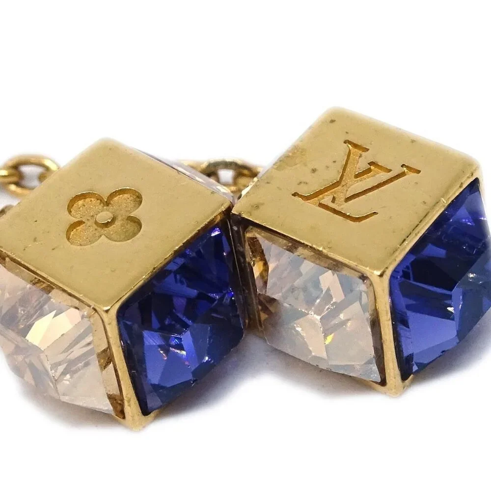 Louis Vuitton Gold Gamble Dangle Piercing Earrings Rhinestone - Picture 2 of 4